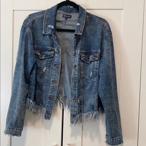Distressed denim jacket